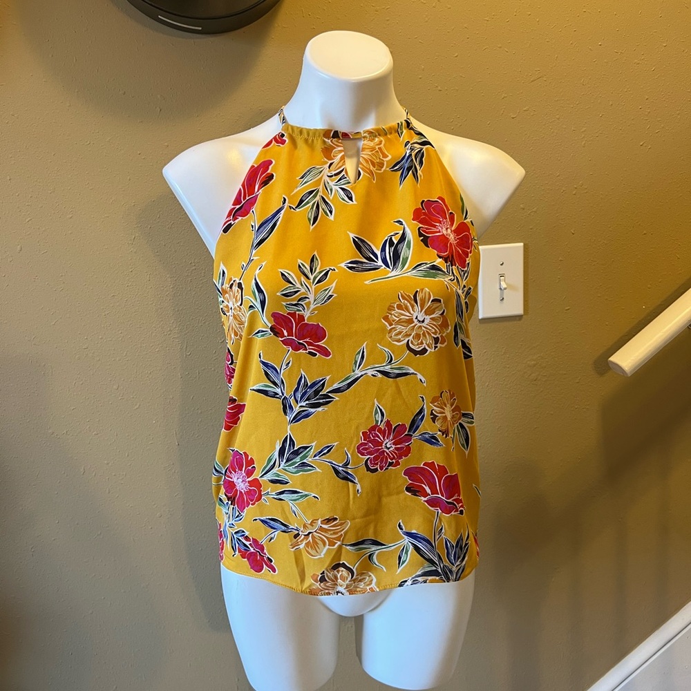 Vibrant Floral Halter Neck Tank Top